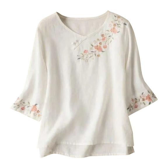 Virmaxy Womens Blouses Long Sleeve Shirt Women Casual Fashion Solid Color Button T-Shirt Long Sleeves One Shoulder Top Blouse Tops White-7 L