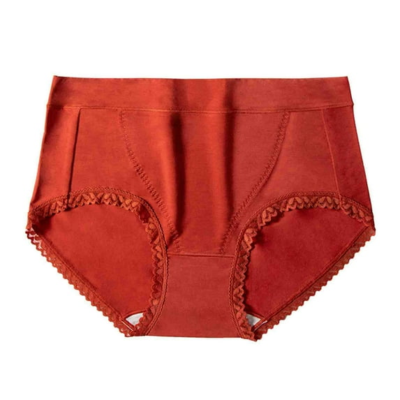 Virmaxy Womens Boyshorts Underwear Panties Warm Double-Layer Lenzing Modal Ladies Panties Comfortable Mid-Waist Silver Ion Antibacterial Triangle Bottom Pants Red XL