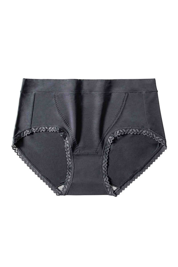 Womens Boyshorts Underwear Panties Warm Double-Layer Lenzing Modal Ladies Panties Comfortable Mid-Waist Silver Ion Antibacterial Triangle Bottom Pants Gray L