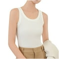 thumbnail image 1 of Virmaxy Womens Casual Solid Color Camisole Sleeveless Vest Round Neck Top Going Out Spring Beach Vacation Oufits Fashion Clothes 2025 Summer Dressy Casual Blouses White XXL, 1 of 7