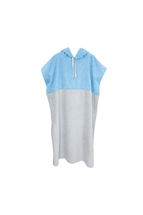 Womens Cover Ups Wraps And Men Colorful Terry Bathrobe Beach Surfing Swimming Thickened Warm Beach Hooded Cloak Light Blue One Size