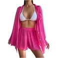 thumbnail image 1 of Virmaxy Womens Cover Ups Wraps Swimwear Cover Ups Loose Beach Sun Shirt Style Suit Casual Vacation Bikini Cover Ups Hot Pink XS, 1 of 5