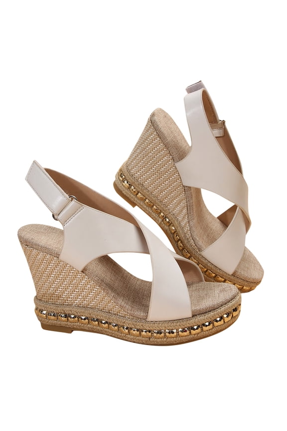 Womens Fashion Non-slip Large Size Sandals Sponge Cake Heel Sloping Heel Fish Mouth Running Shoes For Women White 41