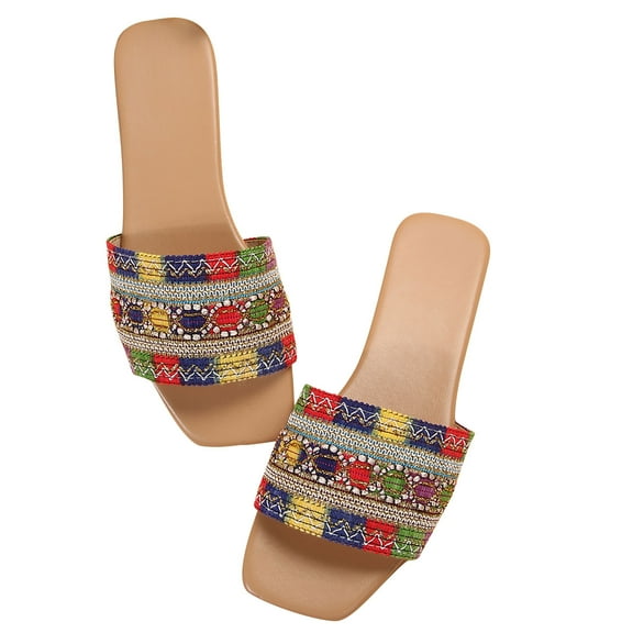 Virmaxy Womens Flat Sandals Ladies Foreign Trade Large Size Fish Mouth Flat Flat Color Matching Beach Slippers Multicolor 39