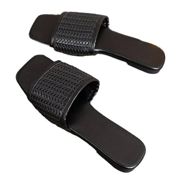 Virmaxy Womens Flat Sandals Large Size With Flat Flip-flops Women Light Wear Sandals Black 42