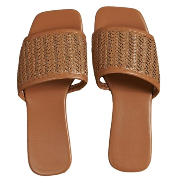 Virmaxy Womens Flat Sandals Large Size With Flat Flip-flops Women Light Wear Sandals Brown 37