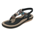 thumbnail image 1 of Virmaxy Womens Flat Sandals Women's Summer New Floral Elastic Casual Seaside Beach Flat Sandals Black 40, 1 of 3
