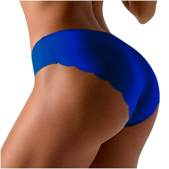 Virmaxy Womens Hipster Underwear Panties Sexy Underwear Ice Silk Bikini Panties Silky Comfy Yoga Panties Briefs Blue S