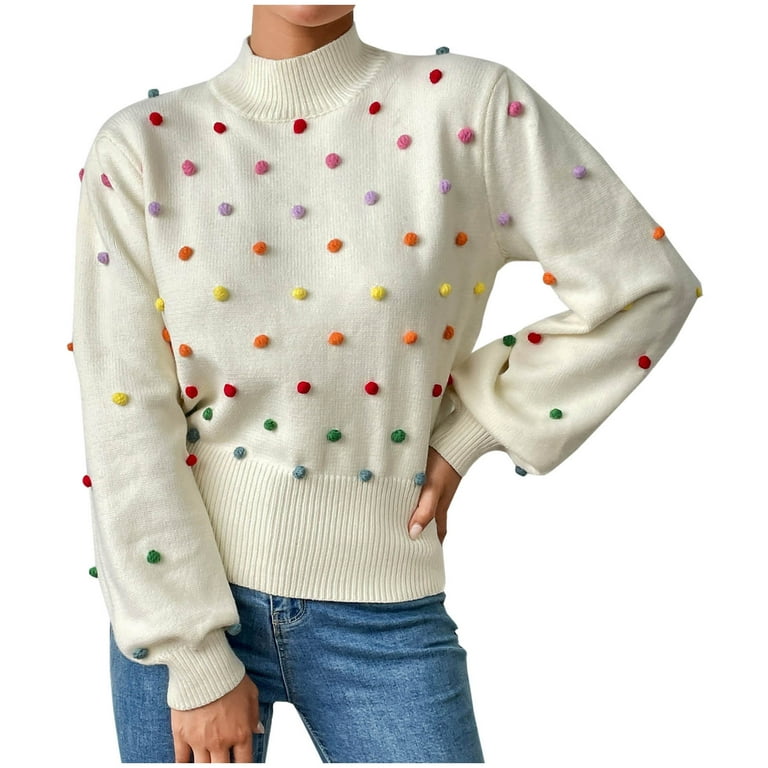 Fashion Solid O-Neck Ball Decoration Sweaters Fashion Solid O-Neck Ball Decoration Sweaters
