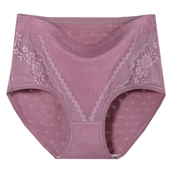 Virmaxy Womens Lace Period Underwear Panties Solid Lace Plus Size High Waist Leak Proof Cotton Crotch Shorts Underwear Panties Coffee XL