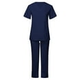 thumbnail image 1 of Virmaxy Womens Mens Solid Scrubs Set Workwear Separate Set Unisex Solid Scrubs Medical Uniform Joggers Set V-Neck Pocket Top Uniforms Athletic Stretch Set Navy-A S, 1 of 6