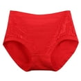 thumbnail image 1 of Virmaxy Womens Oversized Period Underwear Panties Solid Lace Plus Size High Waist Leak Proof Cotton Crotch Shorts Underwear Panties Red-A XXXL, 1 of 3