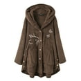 thumbnail image 1 of Virmaxy Womens Oversized Solid Sherpa Fleece Hoodies Cute Cat Butterfly Embroider Hooded Cardigan Button Long Sleeve Fuzzy Fleece Blouse Side Button Plush Jacket Brown M, 1 of 8