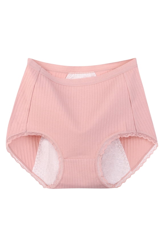 Womens Period Underwear Panties Large Solid Color Leak Proof Menstrual Underwear Pink-B XL