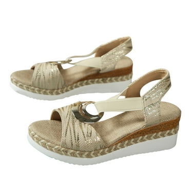 Virmaxy Womens Platform Sandals Women's Summer Size Wedge Fish Mouth Roman Sandals Beige 36