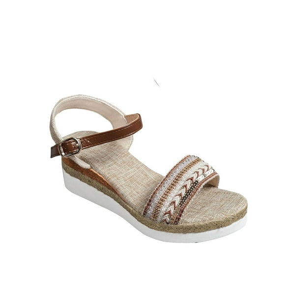 Virmaxy Womens Platform Sandals Women's Summer Size Wedge Fish Mouth Roman Sandals Beige 43