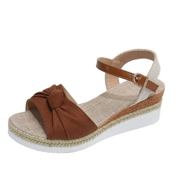 Virmaxy Womens Platform Sandals Women's Summer Size Wedge Fish Mouth Roman Sandals Brown 36