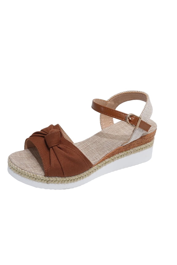 Womens Platform Sandals Women's Summer Size Wedge Fish Mouth Roman Sandals Brown 36