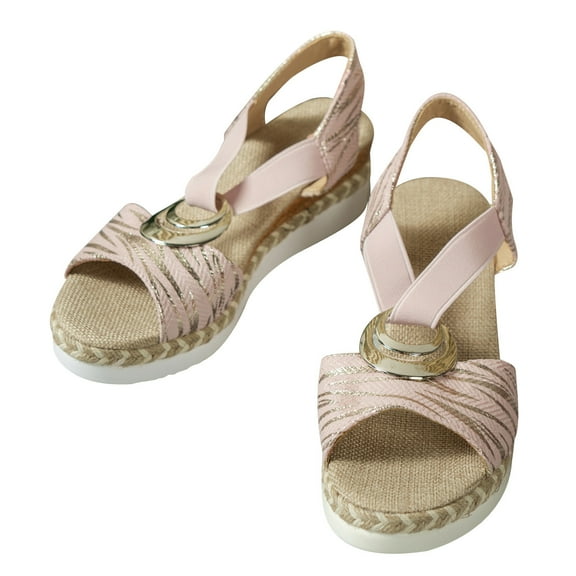 Virmaxy Womens Platform Sandals Women's Summer Size Wedge Fish Mouth Roman Sandals Pink 42