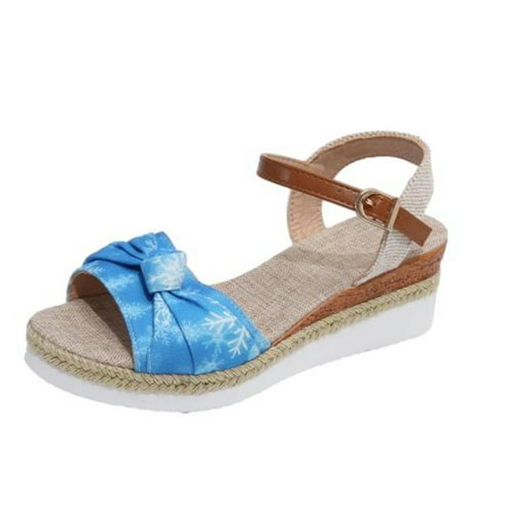 Virmaxy Womens Platform Sandals Women's Summer Size Wedge Fish Mouth Roman Sandals Sky Blue 37