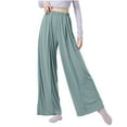 thumbnail image 1 of Virmaxy Womens Quick-drying Lightweight Palazzo Wide Leg Pants Wide Leg Pants for High Elastic Waist Flowy Pants Summer Casual Loose Comfy Green XS, 1 of 7