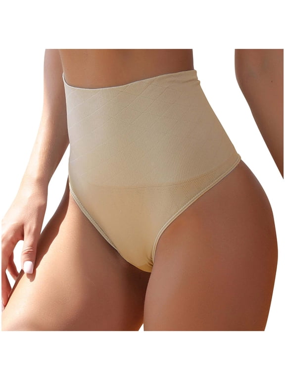 Womens Sharping Underwear Panties Shapewear Pants With Tight Belly Seamless Body Lifting Buttocks Exposed High Waisted Pants Alluring T-Shaped Inside Pants Underwear Briefs Khaki S