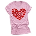 thumbnail image 1 of Virmaxy Womens Short Sleeve Round Neck Shirts Valentine's Day Print T- Fashion Comfortable Female Blouses Tops Pink M, 1 of 5
