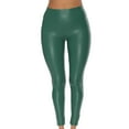 thumbnail image 1 of Virmaxy Womens Solid Color High Waist Leather Pants Bottoms Fashion Casual Loose Solid Trousers High Waisted Full Length Pants Green S, 1 of 5
