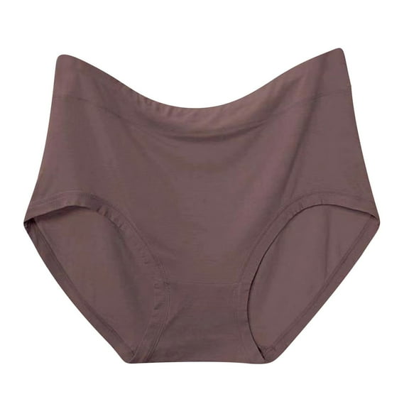 Virmaxy Womens Solid Color High Waisted Modal Briefs Solid High Waist Tummy Controlling Warm Underwear Alluring Underwear Briefs Coffee-B L