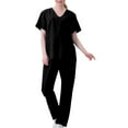 thumbnail image 1 of Virmaxy Womens Solid Scrubs Set Workwear Separate Set V Neck Pocket Tops with Jogger Pant Stretch Jogger Scrub Set Medical Uniform Black S, 1 of 2