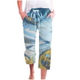thumbnail image 1 of Virmaxy Womens Straight-Leg Capris Pants Fall Hemp Print Loose Fashion Drawstring Trousers Seven-Quarter Trousers Long Trousers Multicolor-K M, 1 of 5