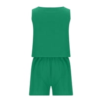 Virmaxy Womens Stylish Outfit 2 Piece Set 2024 Two Piece Casual Linen Shorts Top Fashionable Clothing Summer Vacation Set Green Xs