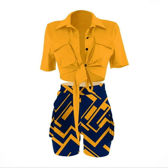 Virmaxy Womens Stylish Outfit 2 Piece Set Short Sleeve Tops Casual Shorts Two Piece Sets Fashionable and Comfortable Short Sleeve V-Neck Tops/Shirts Sets Navy Xs