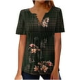 thumbnail image 1 of Virmaxy Womens Summer Short Sleeve T Shirts Fashion Casual Vintage Print Round Neck Loose Short Sleeve T-shirt Top Blouse Pullover Spring Summer Relaxed Fit Comfy Tee Olive Green L, 1 of 5