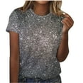 thumbnail image 1 of Virmaxy Womens Summer Short Sleeve T Shirts Printed Round Neck Short Sleeve T-shirt Loose Top Blouses Spring Summer Relaxed Fit Comfy Tee Dark Gray XL, 1 of 4