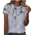 thumbnail image 1 of Virmaxy Womens Summer Short Sleeve T Shirts Printed Round Neck Short Sleeve T-shirt Loose Top Blouses Spring Summer Relaxed Fit Comfy Tee Gray-A 2XL, 1 of 4