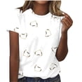 thumbnail image 1 of Virmaxy Womens Summer Short Sleeve T Shirts Printed Round Neck Short Sleeve T-shirt Loose Top Blouses Spring Summer Relaxed Fit Comfy Tee White-B M, 1 of 4