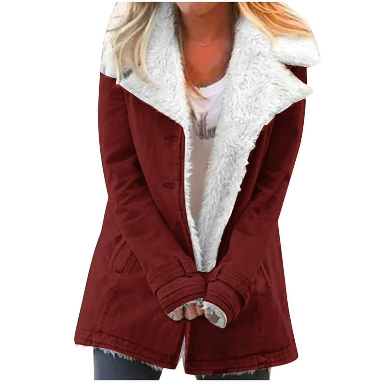 FAUX-FUR LINED ALL- buy WEATHER JACKET - BURGUNDY