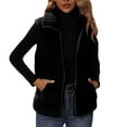 thumbnail image 1 of Virmaxy Womens Winter Sherpa Fleece Vest Solid Color Faux Shearling Pit-stripe Coat with Pocket Sleeveless Full Zip up Lapel Plush Jacket Warm Winter Coat Outerwear Black M, 1 of 4