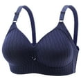 thumbnail image 1 of Virmaxy Womens Wireless Bras With Support And Lift Underwear Comfortable Large Size Steel Ring Free Bra Thin Bra Dark Blue XXXXXL, 1 of 5