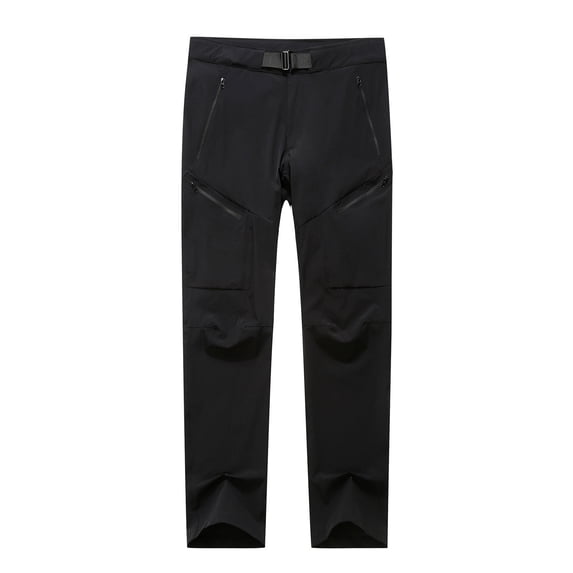 Virmaxy Work Pants For Men Elastic Waist Quick Dry Waterproof Cargo Pants With Pockets Outdoor Sports Mountaineering Sweatpants Black-D S