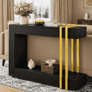 Virnas 42.5"Long Console Table, 2-Tier Narrow Sofa Table Behind Couch, Entryway Table for Hallway, Living Room, Black