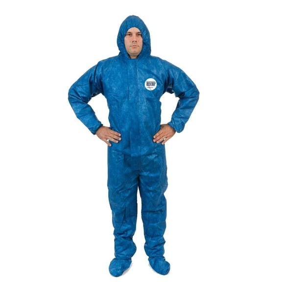 Viroguard Hooded Coverall w/Boots,Blue,M,PK25 2404-M