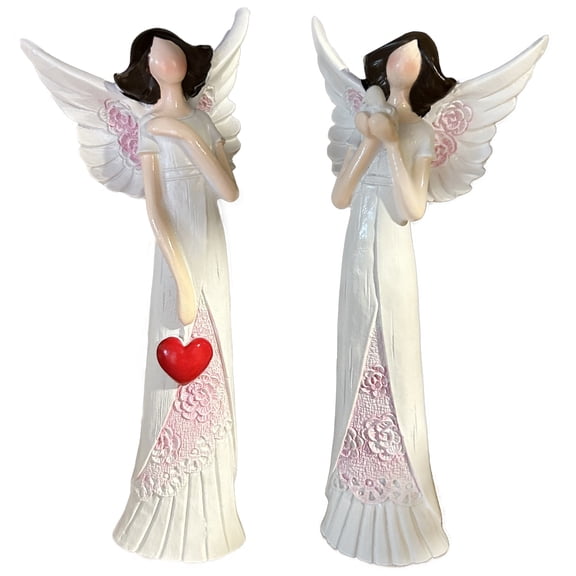 Viroistara Hand-Painted Angel Figurines Set of 2,Resin Guardian Angels, Home Decor Ornaments,Ideal Gifts for Christmas,Weddings, Anniversaries,5.5" H