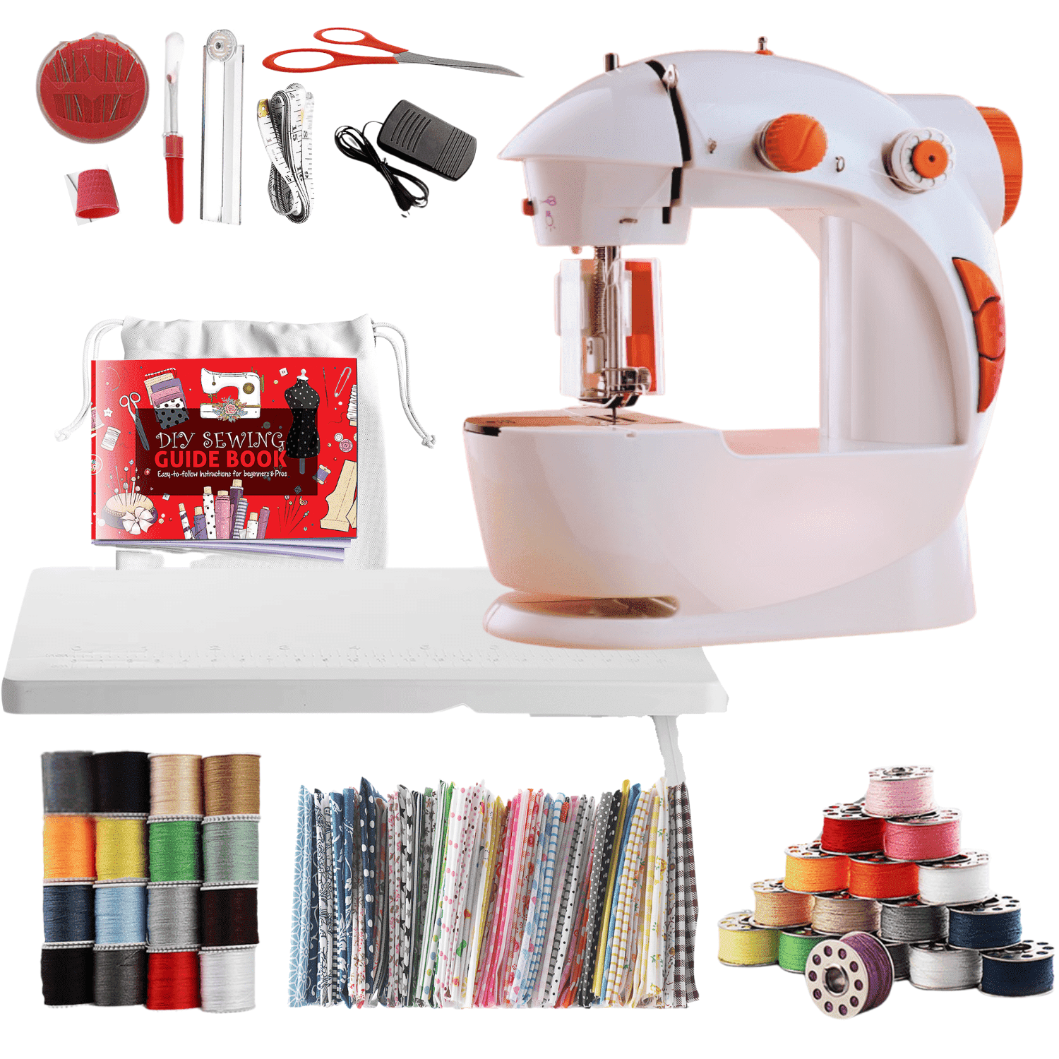 Virtu 122 PC Mini Portable Sewing Machine for Beginner, Kids Sewing Machine and Adults, Scarlet Red