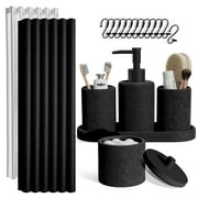 Hearth & Harbor 19 Piece Bathroom Sets with Shower Curtains and Bathroom Accessories, Black