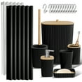 Virtu 20 Piece Bamboo Bathroom Sets, Black Bathroom Accessories Set for ...