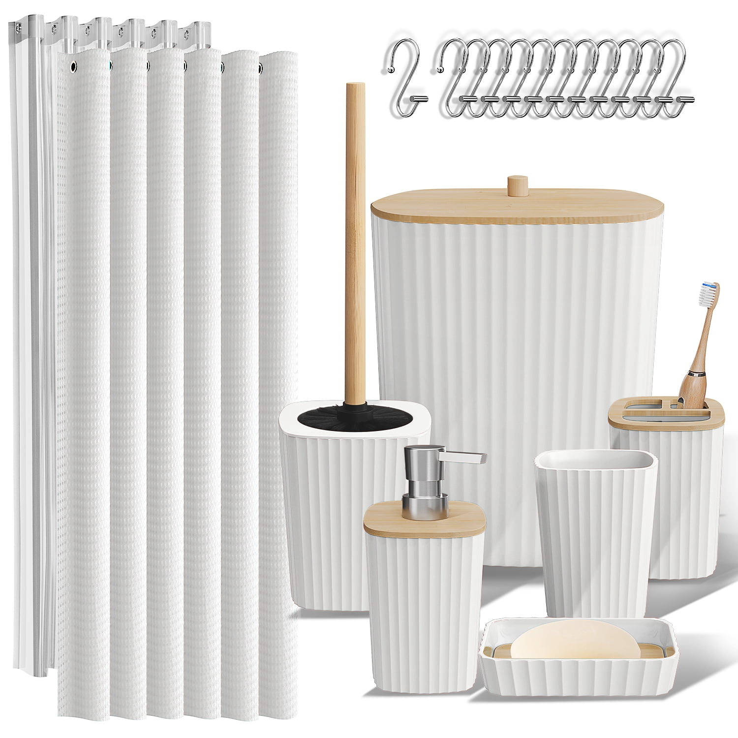 Virtu 20 Piece Bamboo Bathroom Sets Black Bathroom Accessories Set for Minimalistic Bathroom D cor