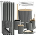 thumbnail image 1 of Hearth & Harbor 22 Piece Bamboo Bathroom Sets, Gray Bathroom Accessories Sets for Minimalistic Bathroom Décor, 1 of 9