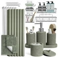 thumbnail image 1 of Hearth & Harbor 26 Piece Bathroom Sets with Shower Curtain, Rugs, Accessories and Shower Caddies, Sage Green, 1 of 8